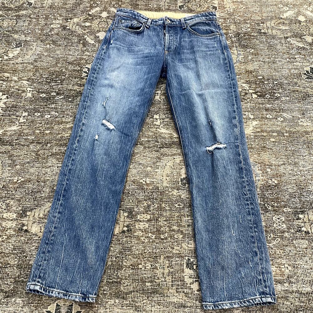 Rag and Bone Rosa Mid Rise Boyfriend Jeans Blue Women's Size 26